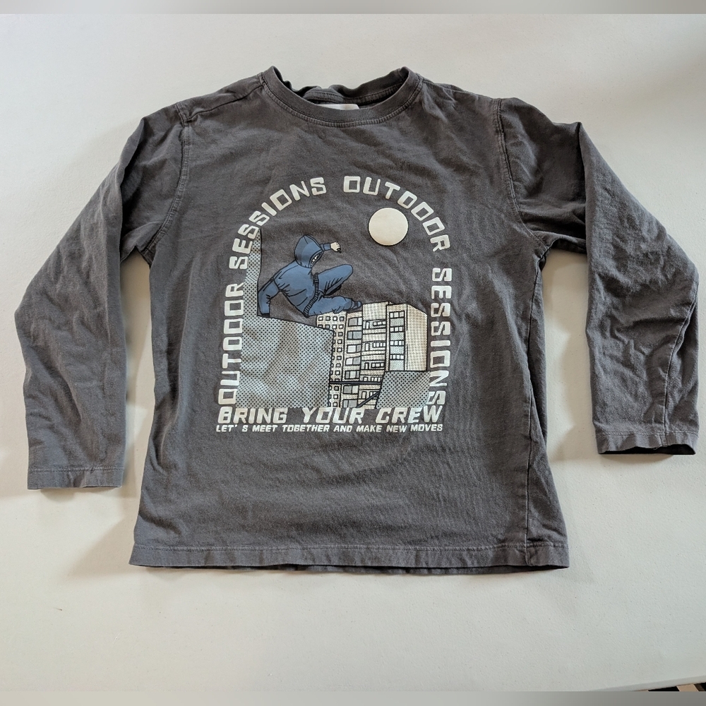 Zara Gray Long Sleeve Kids Tee with Graphic